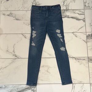 Abercrombie & Fitch Dark Blue Distressed Skinny Jeans